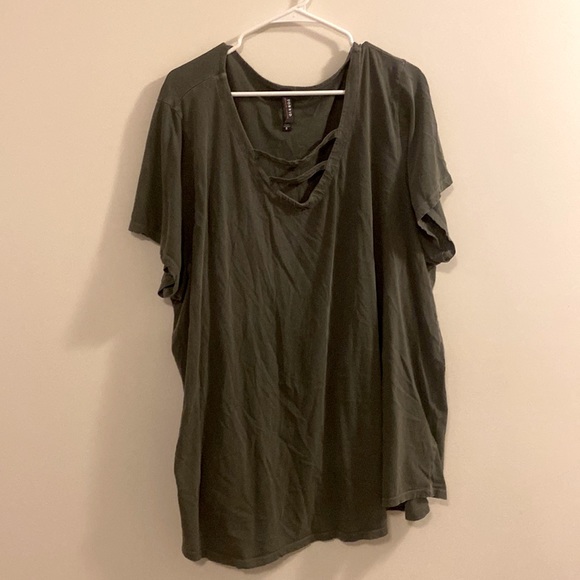 torrid Tops - Torrid olive green top with caged neckline